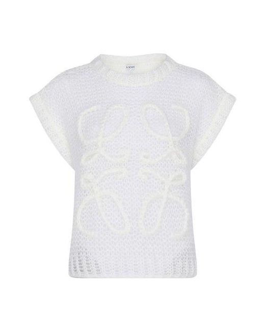 Loewe White Anagram Sleeveless Sweater
