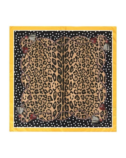 Dolce & Gabbana Black Leopard-Print Twill Scarf (90 X 90)