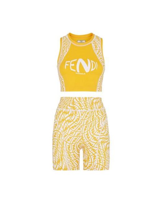 Fendi Yellow Lycra® Cycling Shorts