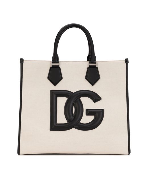 Dolce & Gabbana Black Canvas Shopper With Calfskin Nappa Details for men