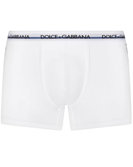 Dolce & Gabbana White Two-way Stretch Jersey Boxers With Dg Logo for men