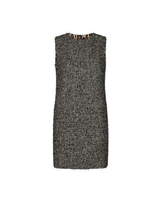 Dolce & Gabbana Multicolor Short Speckled Tweed A-Line Dress