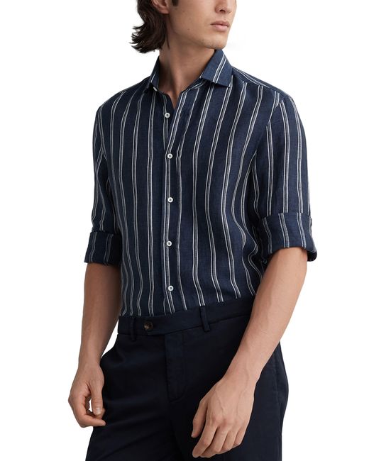 Brunello Cucinelli Blue Striped Long-sleeve Shirt for men