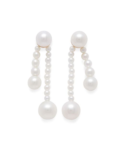 Sophie Bille Brahe White Ruban De Perles Earrings