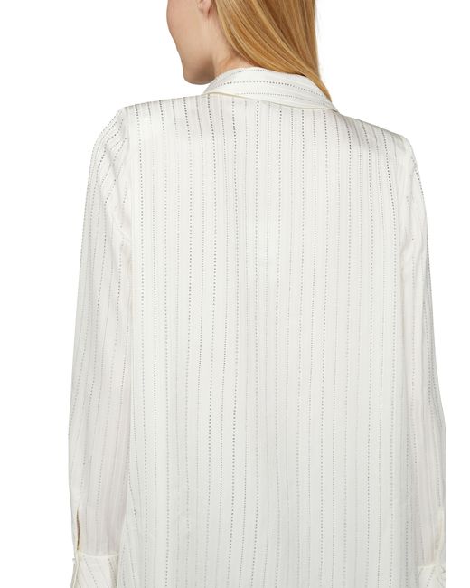 Chemise rayée avec strass Self-Portrait en coloris White