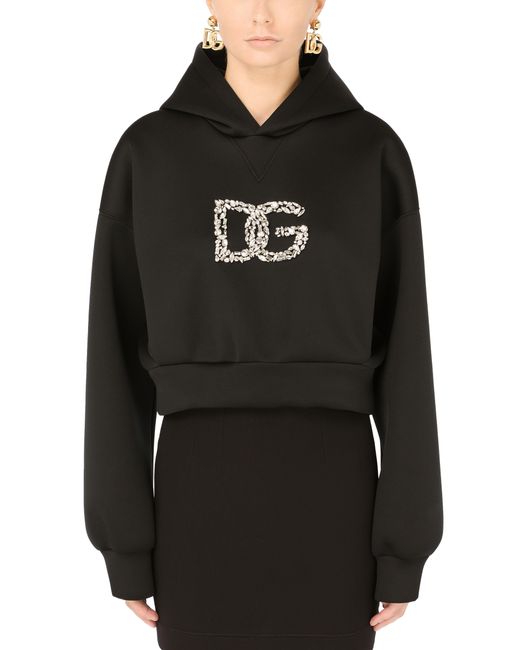 Dolce & Gabbana Black Hoodie aus Funktionsjersey