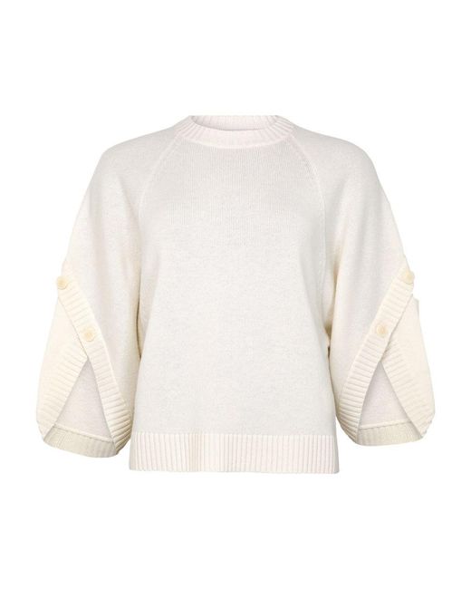 Max Mara White Rundhalspullover Ampex