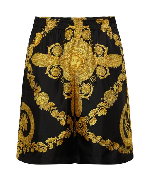 Versace Yellow Heritage Print Shorts for men
