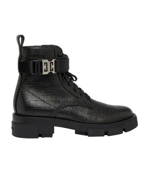 Givenchy Black Terra Boots In Leather With 4g Buckle