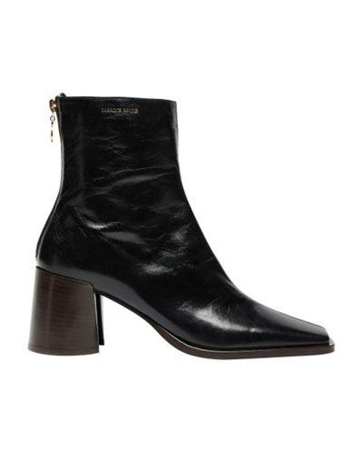 MARINE SERRE Black Vegetable Tanned Increspato Leather Ankle Boots