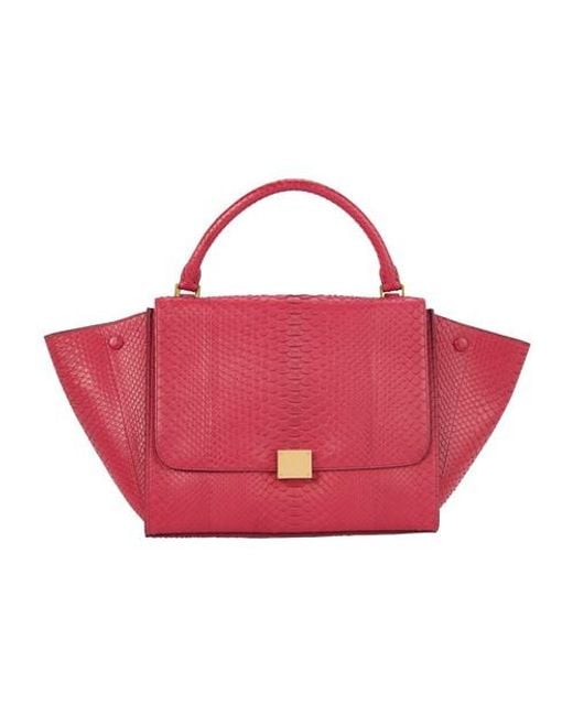 Céline Red Medium Trapeze Handbag In Calfskin