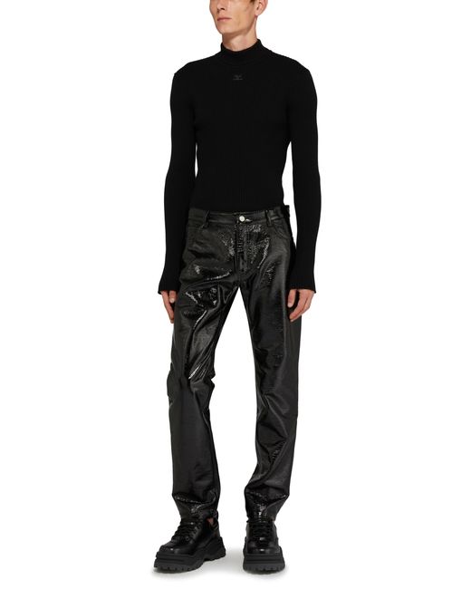 Courreges Black Reedition 5-pocket Vinyl Pants for men