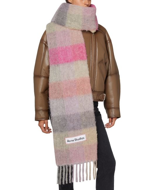 Acne Pink Vally Scarf With Fringes