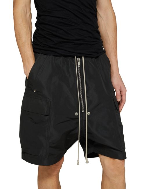 Rick Owens Black Woven Cargobela Shorts for men