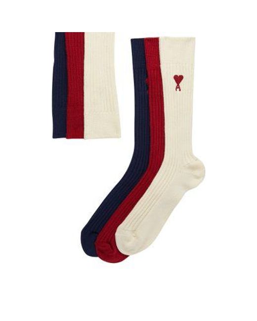 AMI Multicolor Ami De Cœur Three Pack Socks for men