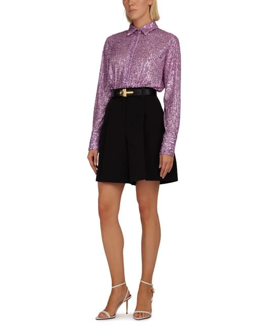Tom Ford Purple All Over Sequins Shirt