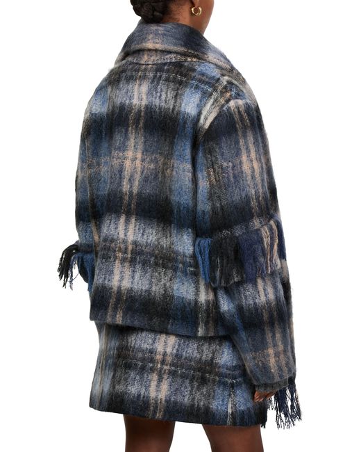 Loewe Blue Check Brushed Wool-Blend Jacket