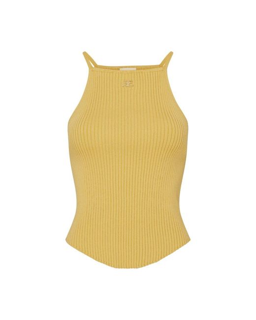 Courreges Yellow Holistic Rib Knit Tank Top