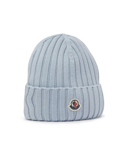 Moncler Blue Beanie With Logo