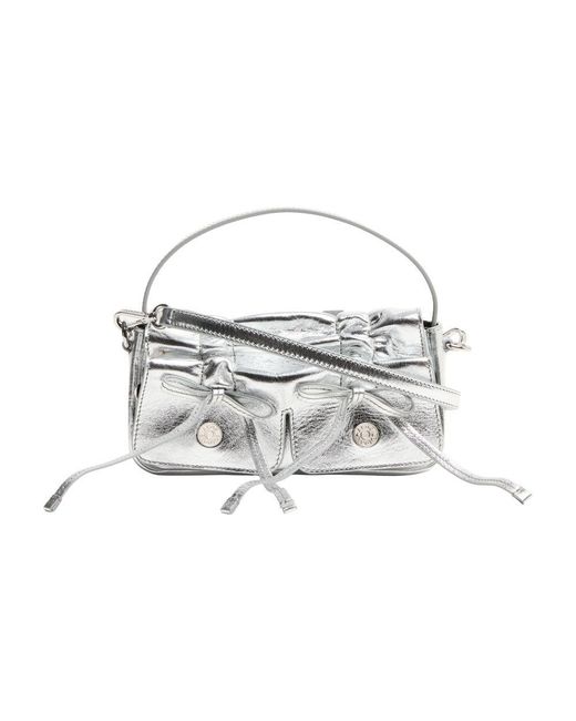 Acne White Multipocket Micro Bag Lux Metallic
