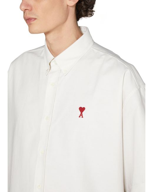 AMI White Boxy Fit Short-sleeved Shirt for men
