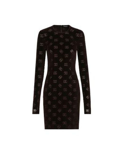 Dolce & Gabbana Black Short Chenille Jacquard Dress
