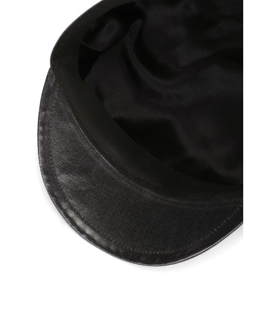 Dolce & Gabbana Black Baker-Boy-Mütze mit DG-Logo-Kette