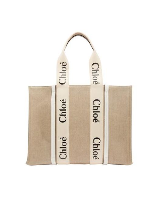Chloé White Large Woody Tote Bag