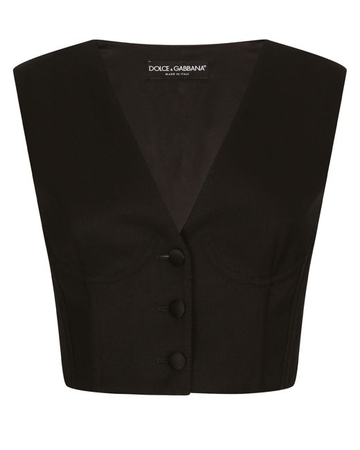 Dolce & Gabbana Black Cropped Cady Waistcoat