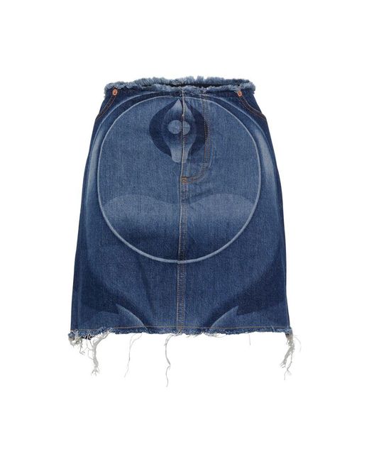 Conner Ives Ghulam Denim Mini Skirt in Blue | Lyst UK 