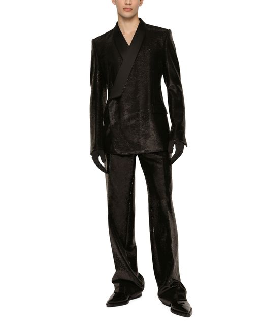 Dolce & Gabbana Black Double-Breasted Sicilia Tuxedo Jacket for men