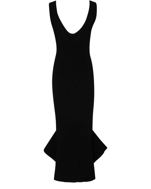 MARINE SERRE Black Rib Knit Flared Dress