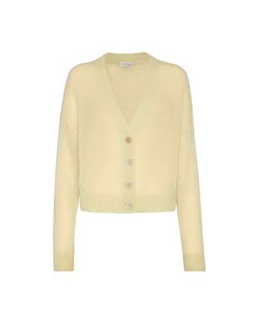 Brunello Cucinelli Yellow Mohair And Wool Cardigan