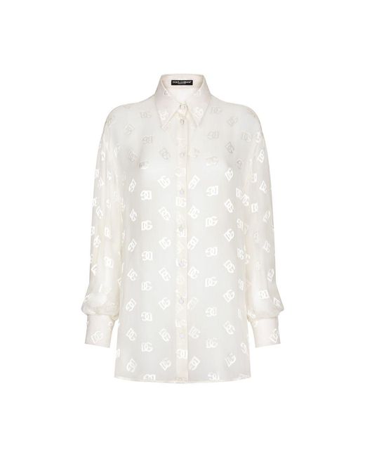 Dolce & Gabbana White Dévoré Silk Shirt