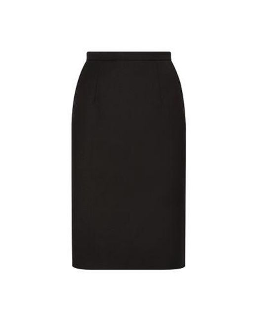 Dolce & Gabbana Black Wool Crepe Midi Pencil Skirt