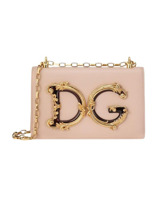 Dolce & Gabbana Natural Nappa Leather Dg Girls Bag