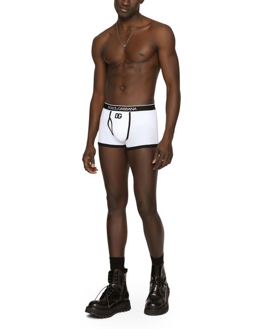 Boxer à fines côtes en coton avec logo DG Dolce & Gabbana pour homme en coloris Black