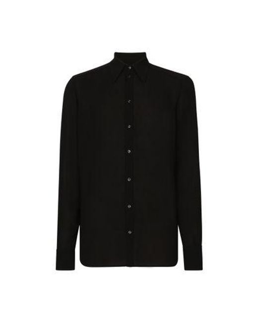 Dolce & Gabbana Black Martini Fit Shirt In Stretch Charmuse for men