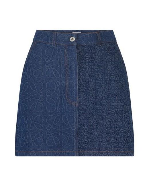 Loewe Blue Anagram Denim Mini Skirt