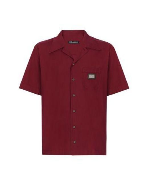 Dolce & Gabbana Red Cotton Hawaiian Shirt for men