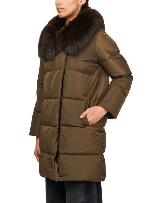 Yves Salomon Green Daunenjacke Mit Kragen Aus Fuchspelz