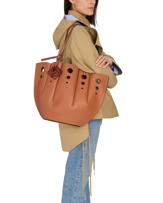 Loewe Brown Perforated Shell Tote Bag