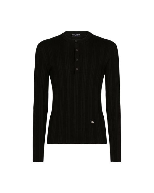 Dolce & Gabbana Black Silk And Cotton Sweater for men
