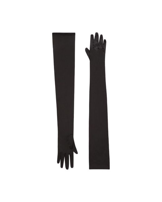 Dolce & Gabbana Black Long Silk Satin Gloves
