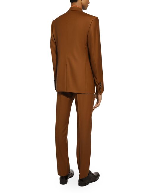 Pantalon ajusté en laine vierge Dolce & Gabbana pour homme en coloris Brown