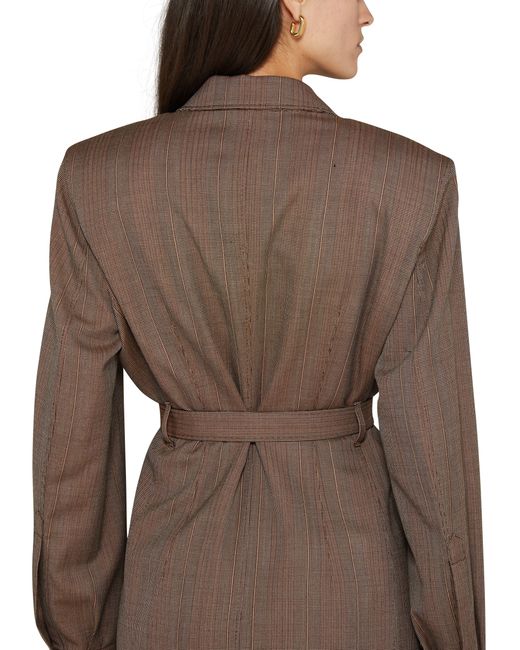 Veste de tailleur à ceinture Prada en coloris Brown