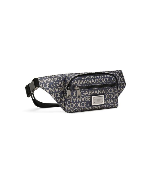 Dolce & Gabbana Gray Small Jacquard Belt Bag for men