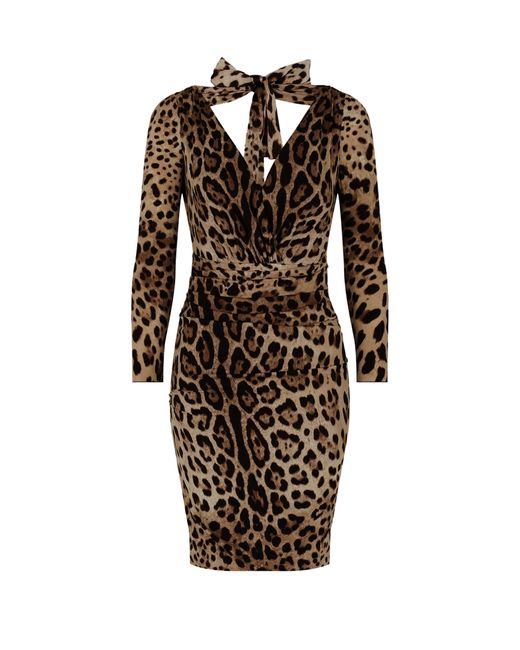 Dolce & Gabbana Brown Short Charmeuse Dress