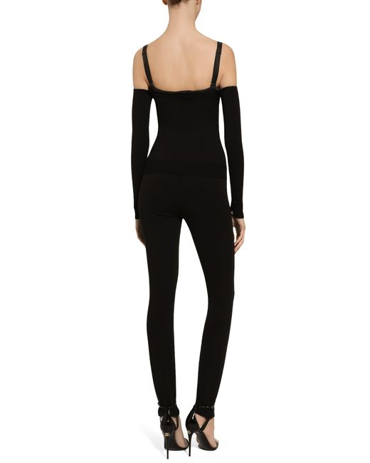Dolce & Gabbana Black Jersey-Leggings aus Milano Ripp