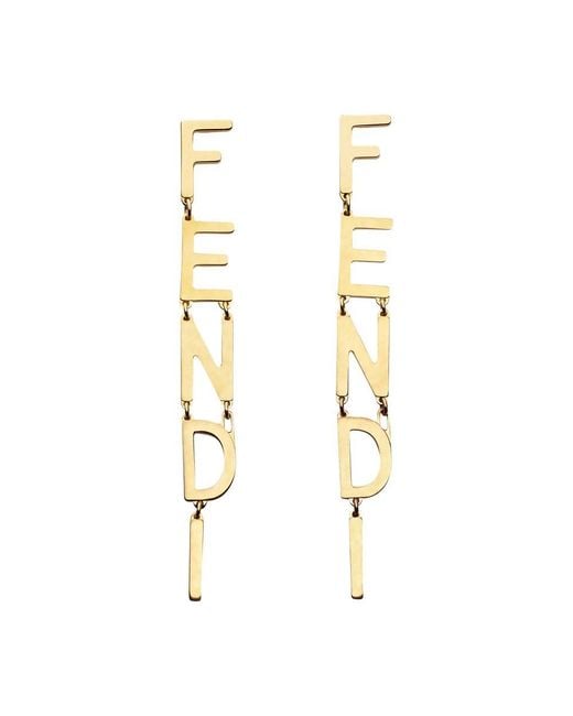Fendi Metallic Signature Earrings